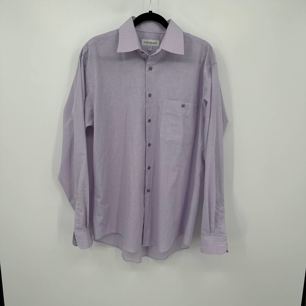 YSL Dress Shirt Button Down Long Sleeve Collared Pocket Formal Lavender Size 16